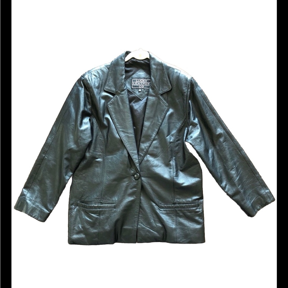 Y2K Vintage Ladies Lucky Leather Co. Blazer with Single Button Closure Sise XL